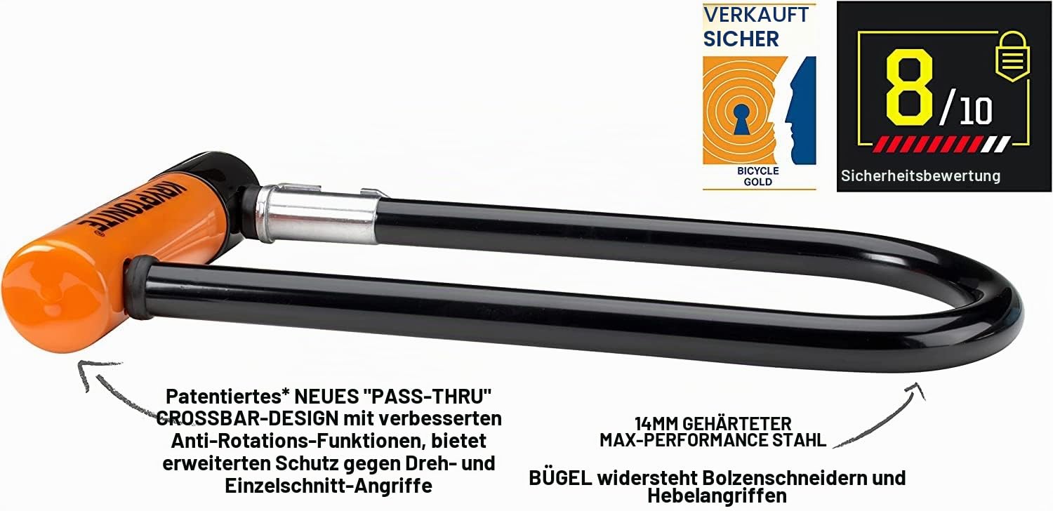 Kryptonite Evolution Standard Bügelschloss, aus gehärtetem Stahl mit Vinylbeschichtung, Sicherheitslevel 8/10, Flexframe-Halterung, für Fahrräder, E-Bikes, Scooter & Motorräder, 1,59kg, 10,2 x 22,9 cm