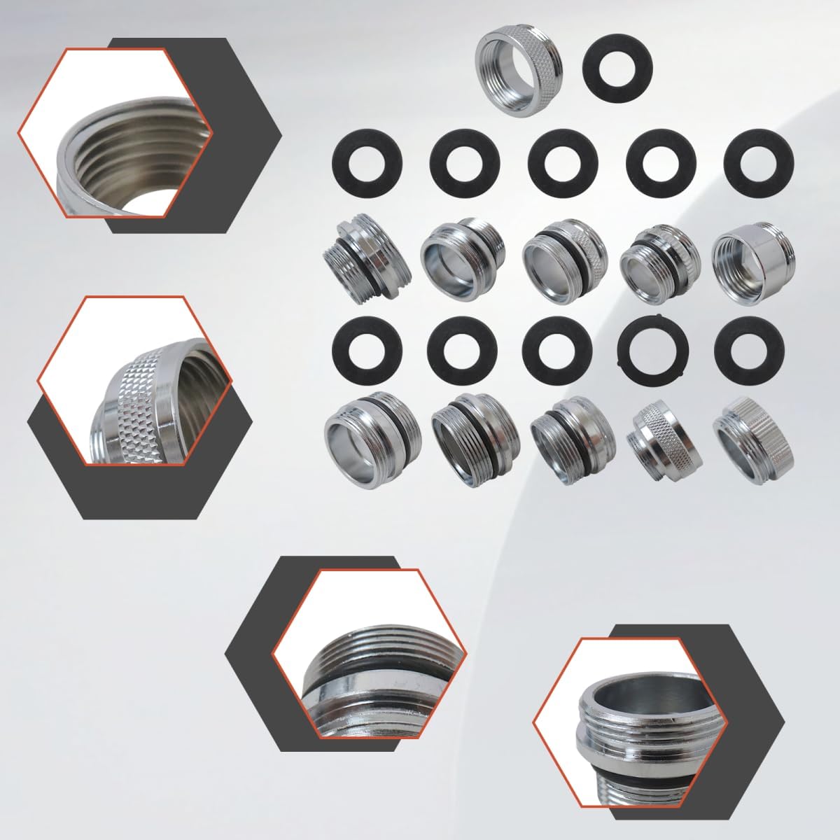 [2025 New] 11 Pcs Faucet Adapter Kit Male Female Sink Faucet Adapter Kitchen Sink Brass Aerator Adapters Suitable for Connecting Removable Sink Aerator Faucets