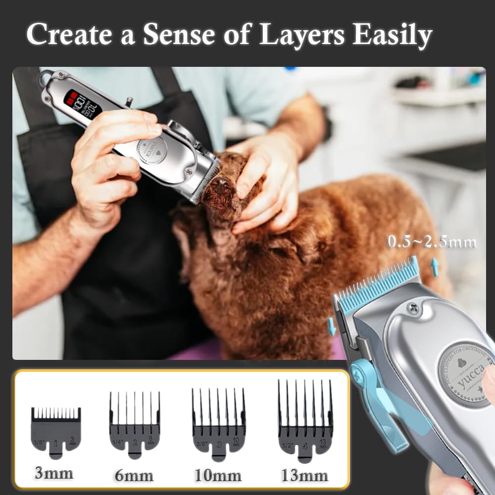 yucca Kit di toelettatura per cani a casa, rasoi per cani per toelettatura, set di toelettatura per cani per capelli spessi, tagliacapelli per cani professionali, tosatrici per gatti per capelli