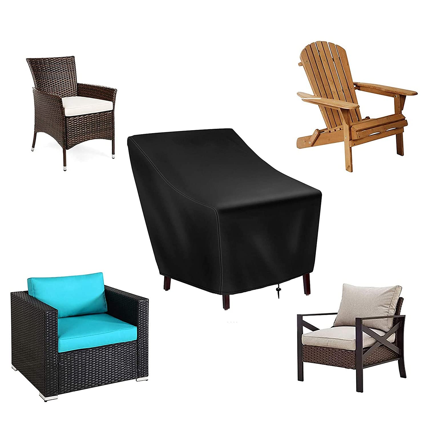 Fundas para Sillas de Patio, Paquete de 2 Fundas Impermeables para Muebles de Asiento Profundo para SalóN Al Aire Libre, para Sofá de JardíN Individual 27X31X40 Pulgada
