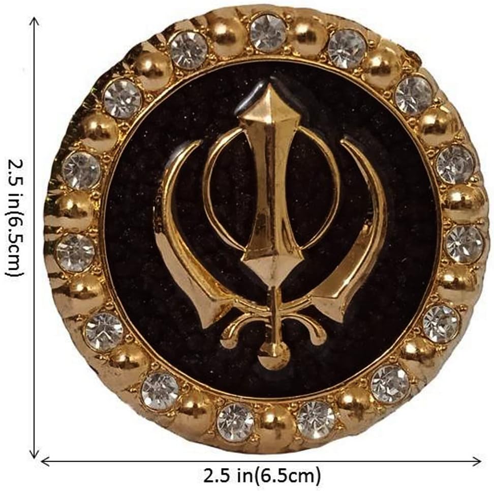 Purpledip Metal Idol Sikh Khanda: Sacred Symbol Statue for Home, Office Or Car (12494B)