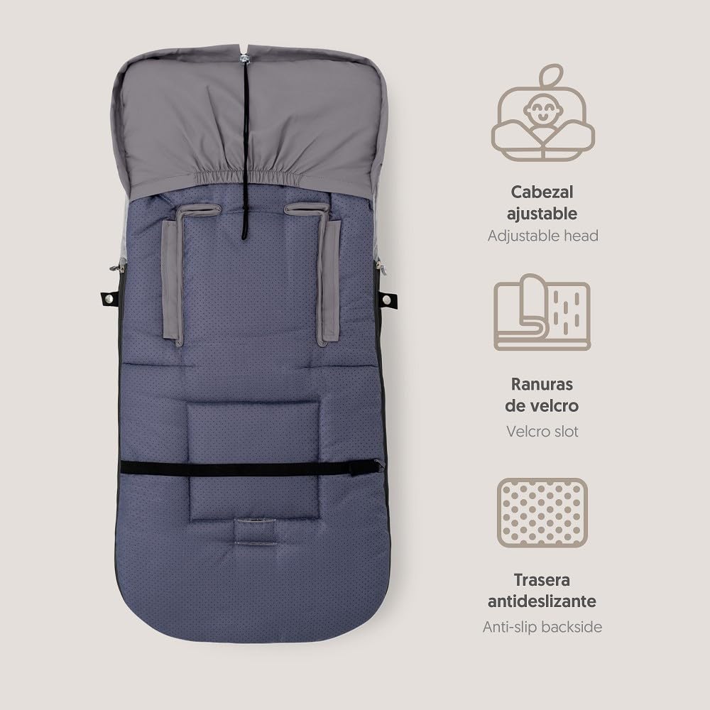 Chanceliere Bebe Passeggino Interbaby | Coperta Passeggino Bebe Inverno Morbido | Sacco a Pelo Passeggino Bebe Staccabile, Doppia Apertura, Lavaggio Facile, Materiali Anallergici, Grigio