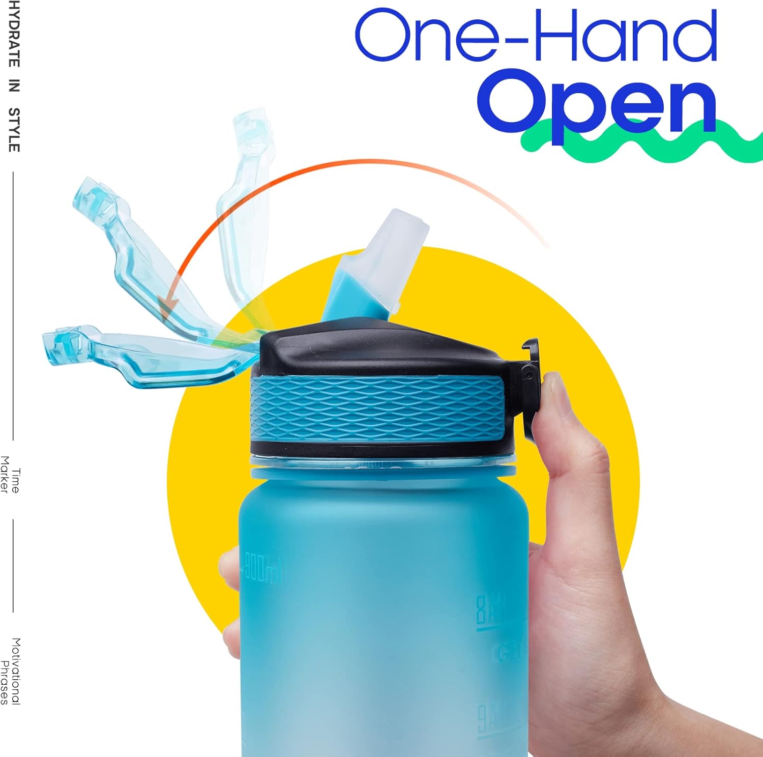 Giotto 32oz Large Leakproof BPA Free Drinking Water Bottle with Time Marker & Straw to Ensure You Drink Enough Water Throughout The Day for Fitness and Outdoor Enthusiasts-Ombre Blue Purple : Sports & Outdoors