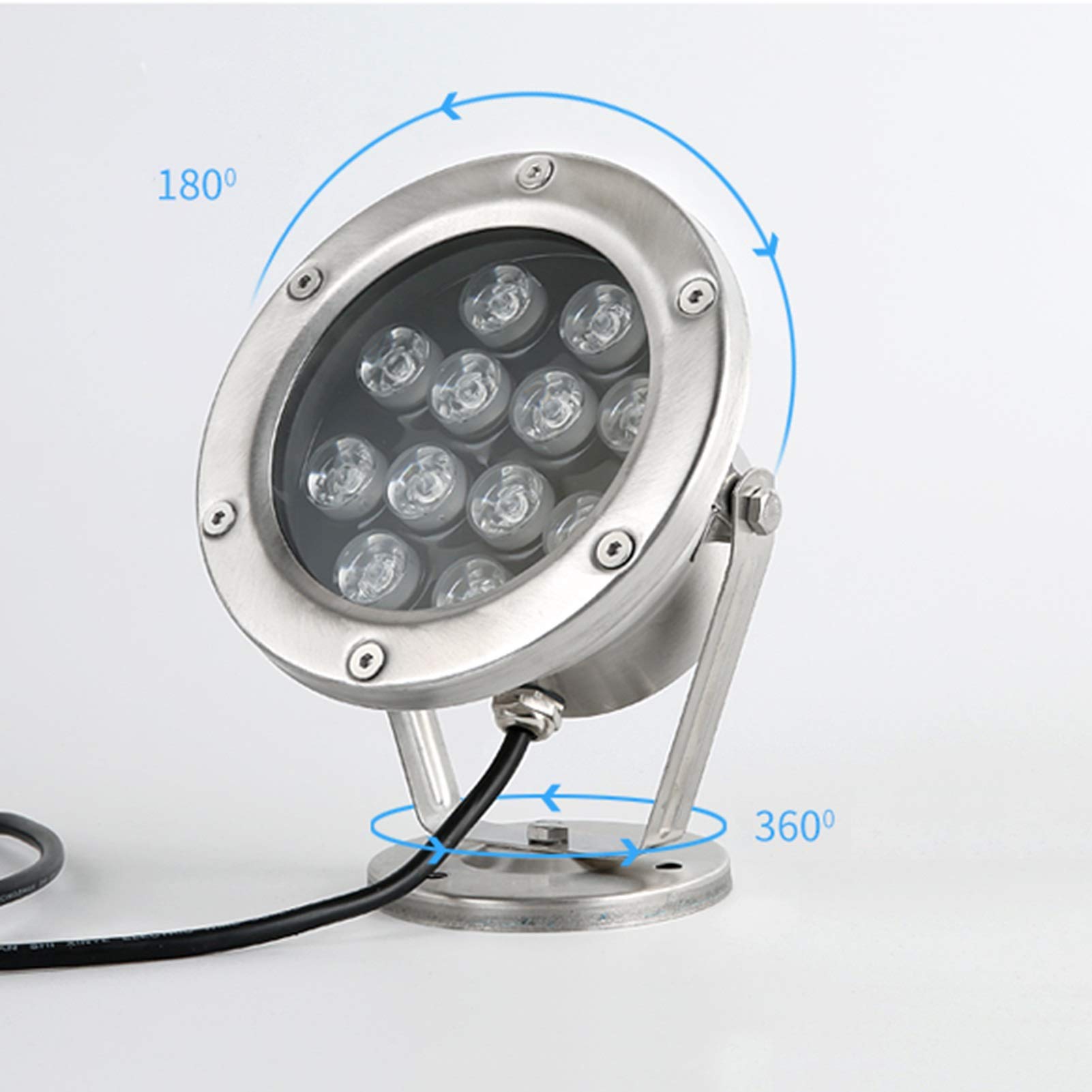 Rostfreier Stahl Unterwasserscheinwerfer Pool Scheinwerfer Led 12V IP68 Wasserdicht Unterwasserlicht Mit Verstellbarer Basis Benutzt Für Pool-Party, Teich, Brunnen, Unterwasserbeleuchtung