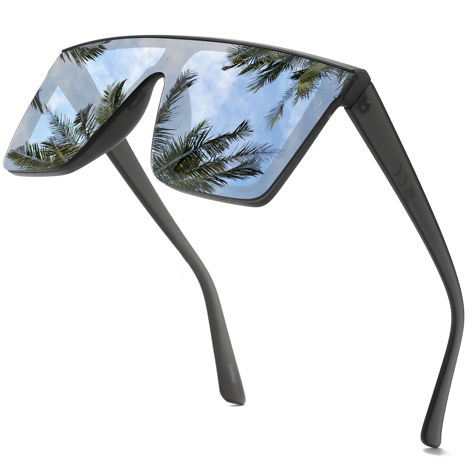 Dollger Square Oversized Sunglasses for Women Men Flat Top Big Frame Fashion Glasses UV Protection