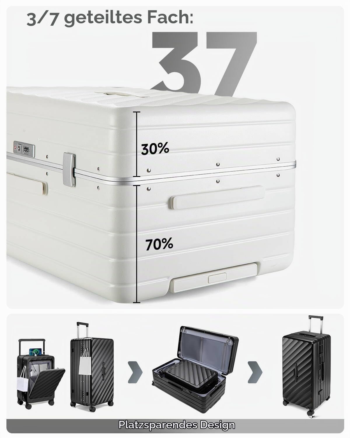 Sea choice Kofferset 2 Teilig Hartschale Trolley 20inch Handgepäck mit Laptopfach und Große Kapazität 30inch Koffer für alle Reise Alu-Rahmen Polycarbonat mit 4 Doppelräder TSA Zahlenschloss