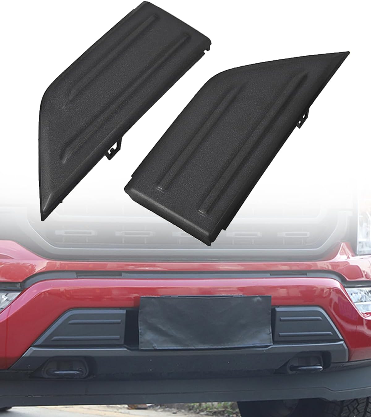 2Pcs Front Bumper Guards Pads Inserts End Caps Cover Grill for Ford F-150 F150 2021 2022 2023 2024 2025 Exterior Accessories, Black