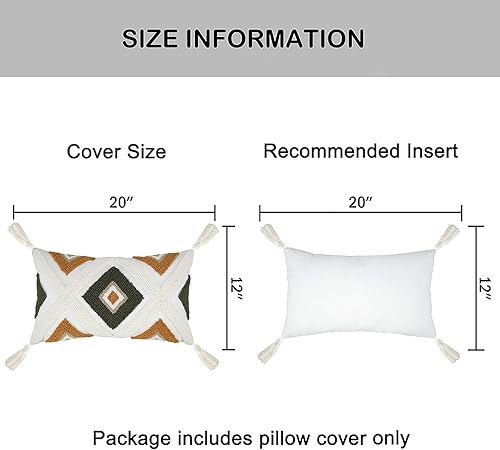 Miniatura 7 de Fundas de almohada lumbares bohemias de 12 x 20 pulgadas, moderna, de mediados de siglo, funda de almohada decorativa con patrón geométrico neutro