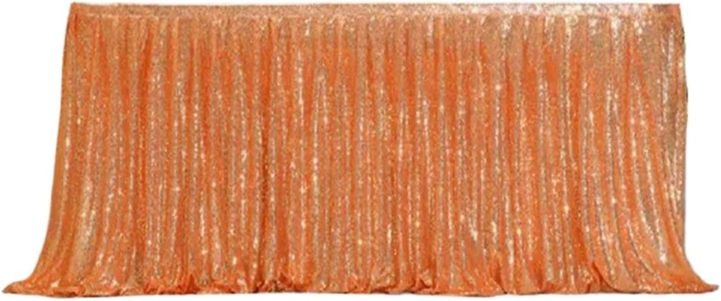 Party table skirt， Sequin Table Skirt Tables Flash Cloth Birthday Party Decor Wedding Festival Event Rectangle Glitter Table Skirts Decoration For Wedding, Birthday, Party, Bar, Prom(Beige,14FT 70x426