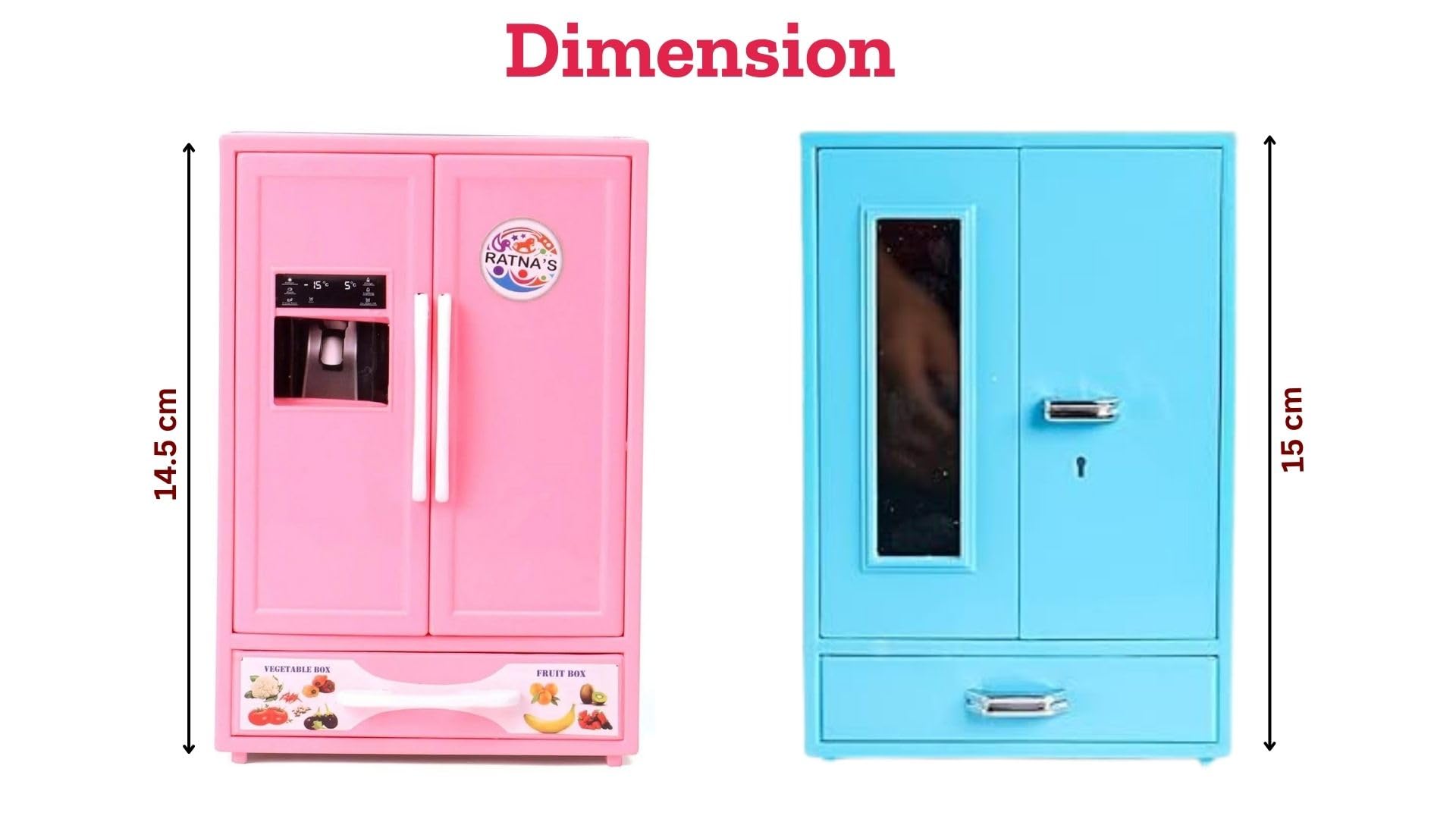 BKDT Marketing Storewell Almira Toy & Refrigerator/Fridge Kitchenware Miniature Role Play Combo Set, Toys for Kids Rendom Colour/Cupboard 1
