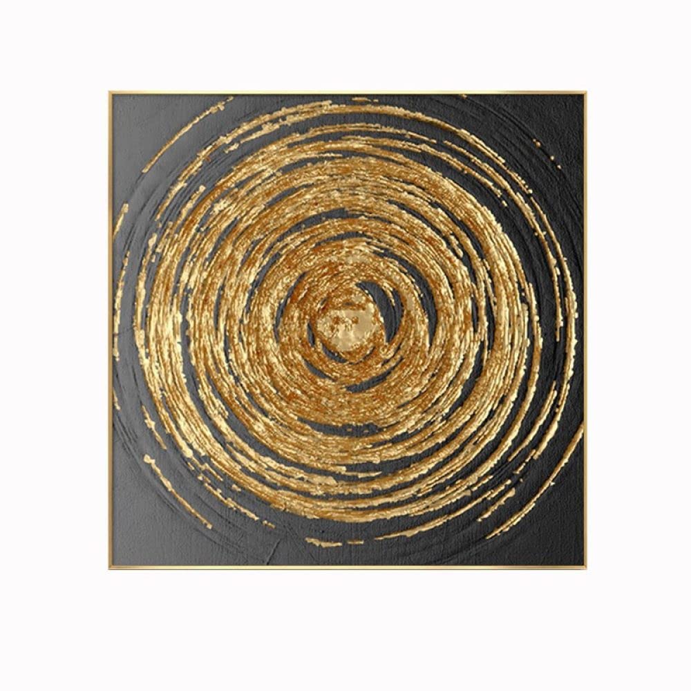 Jokerzi 100% Hand-Painted Oil Painting - Black Circle Modern Abstract Artwork Oil Paintings On Canvas Floral Wall Art For Home Decorations Wall Decor,60X60 Cm