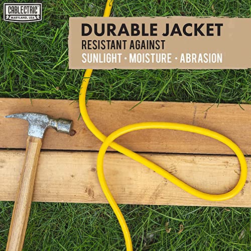 Cablectric 75 Ft Outdoor Extension Cord - 10/3 Sjtw Heavy Duty Yellow 10 Gauge Lighted Electrical Cable With 3 Prong Grounded Plug #TOP3