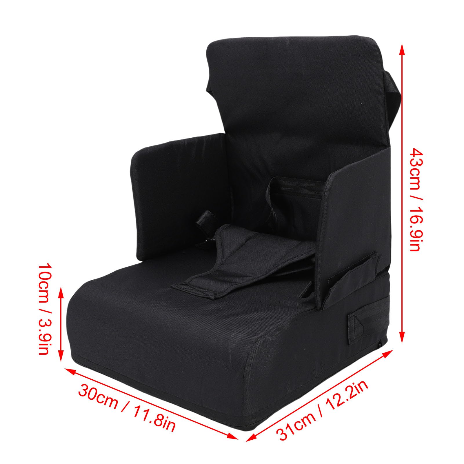 Generic Chaise Haute Pliable pour Enfant, Rehausseur, Coussin Augmentant, Chaise de Cuisine, Table à Manger, Noir