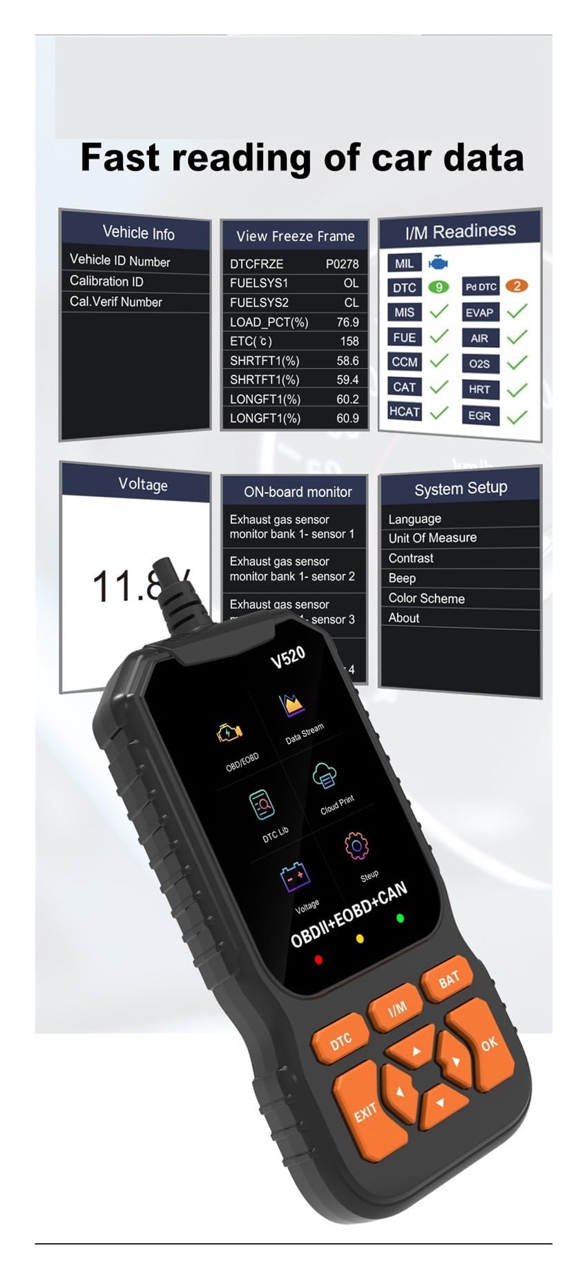 V520 OBD2 Scanner Professionale Motore Auto Automotive DTC Ricerca Lettore Codici Strumento Diagnostico Auto