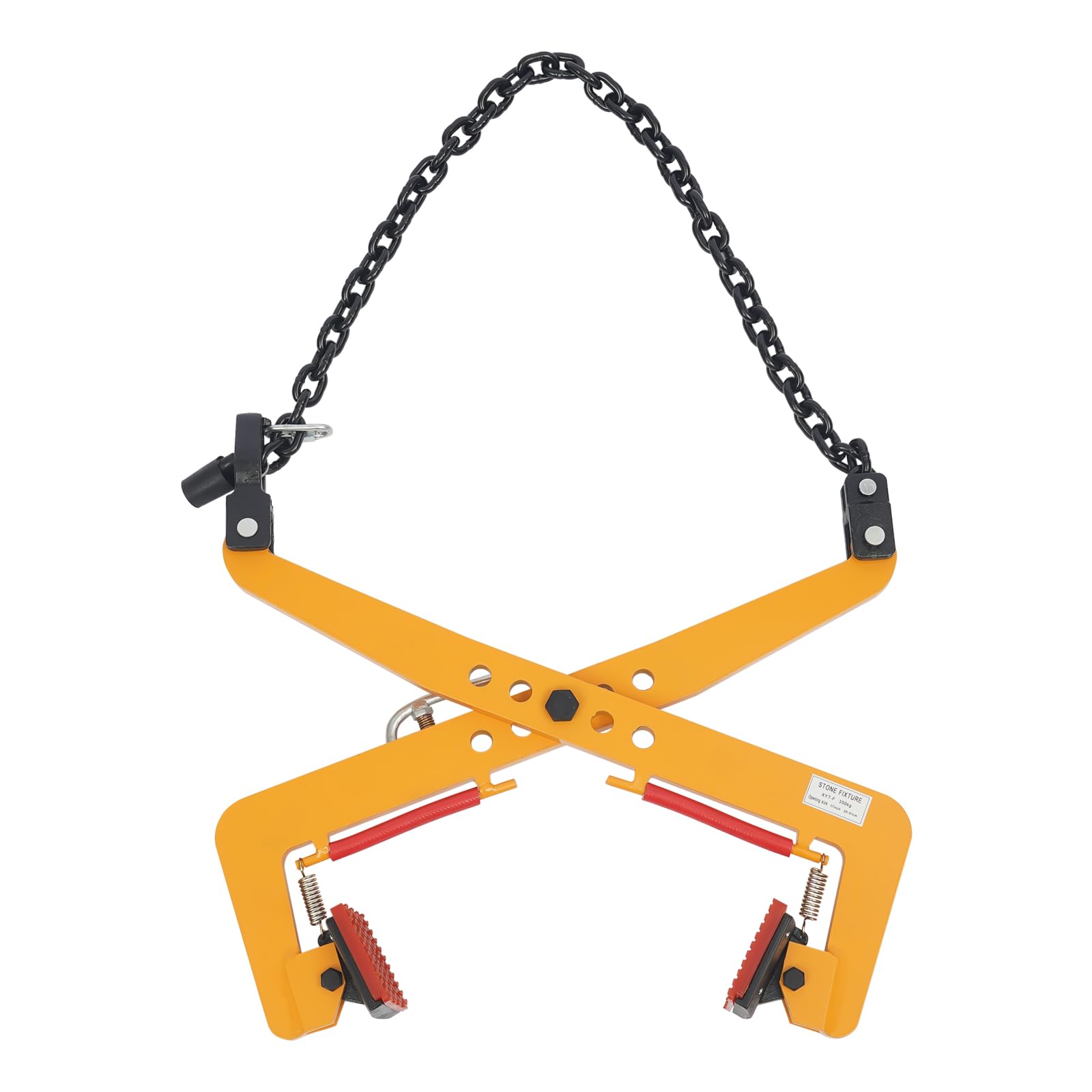 Pinza per cordoli | Morsetto di sollevamento per pietre pesanti | Portata 350 kg | Regolabile 30-51 cm | Per escavatori e gru | Acciaio legato e gomma | Edilizia, scalpellino, fai da te