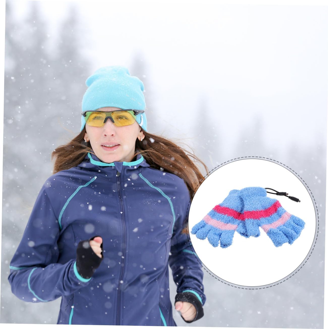 BESPORTBLE 1pair Warm Fingerless Gloves Hand Warmer Gloves Usb Heated Mittens for Typing