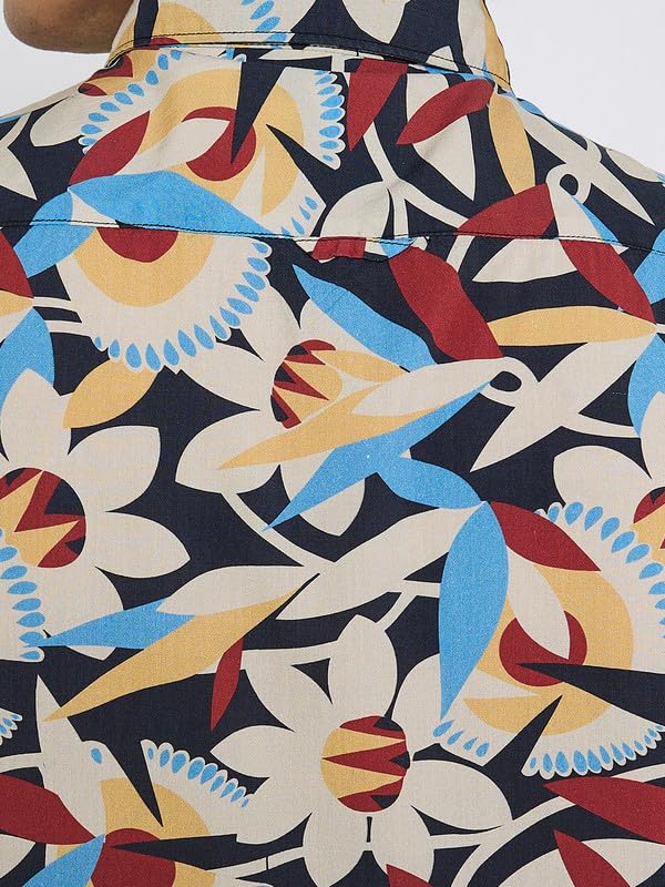 Image of Ben Sherman Mens Multi-Color Floral Print Short Sleeve Shirt | Lightweight Breathable
