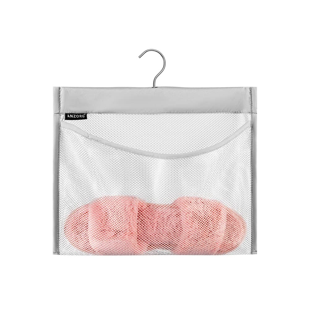ANZORG Mesh Shower Organizer Hanging Caddy Quick Dry Bathroom Storage for Toiletry Accessories with Rotating Hanger 1 Pocket