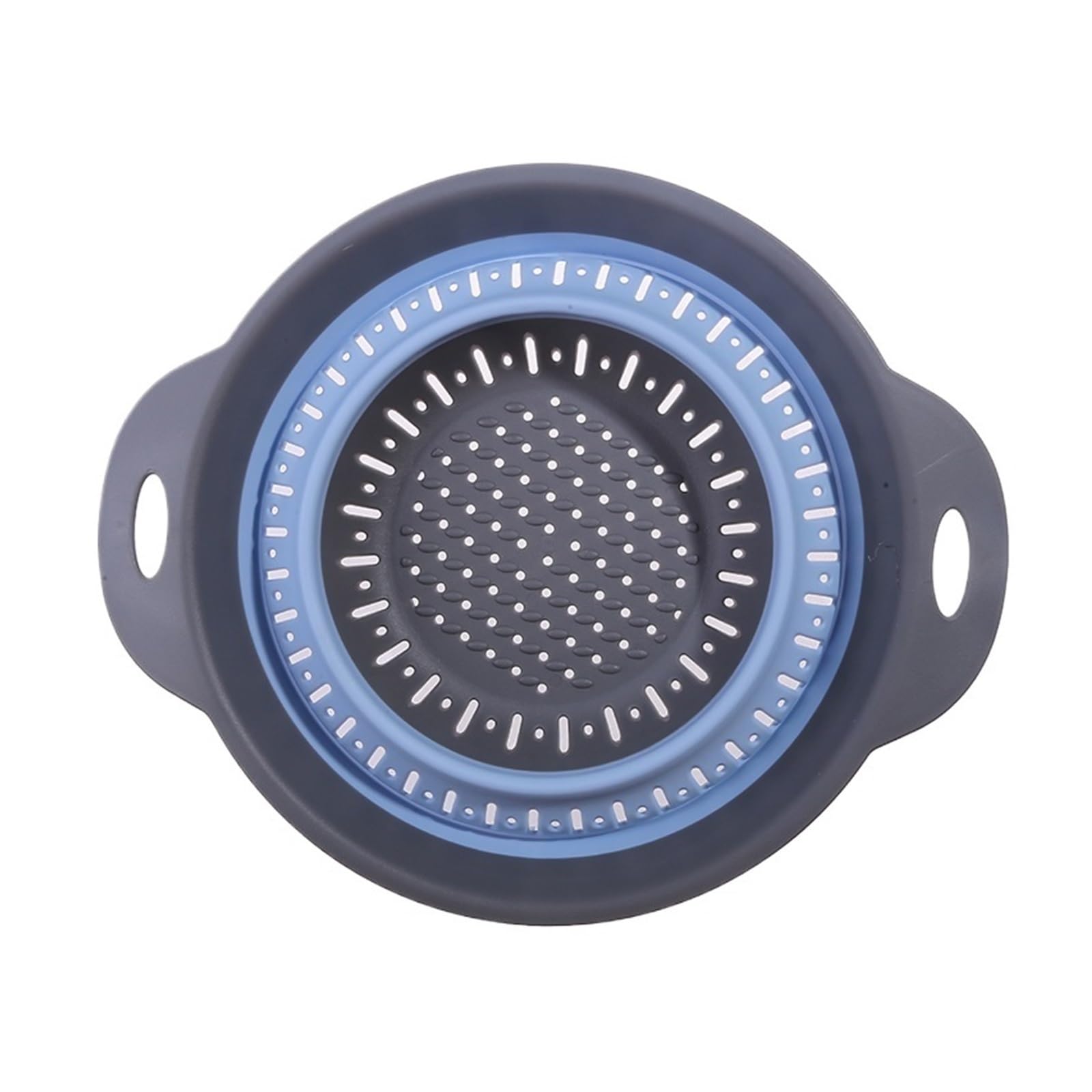 Wzptlkibad Round (1.3L) Blue Silicone Foldable Colander Basket For Fruit Vegetable Draining