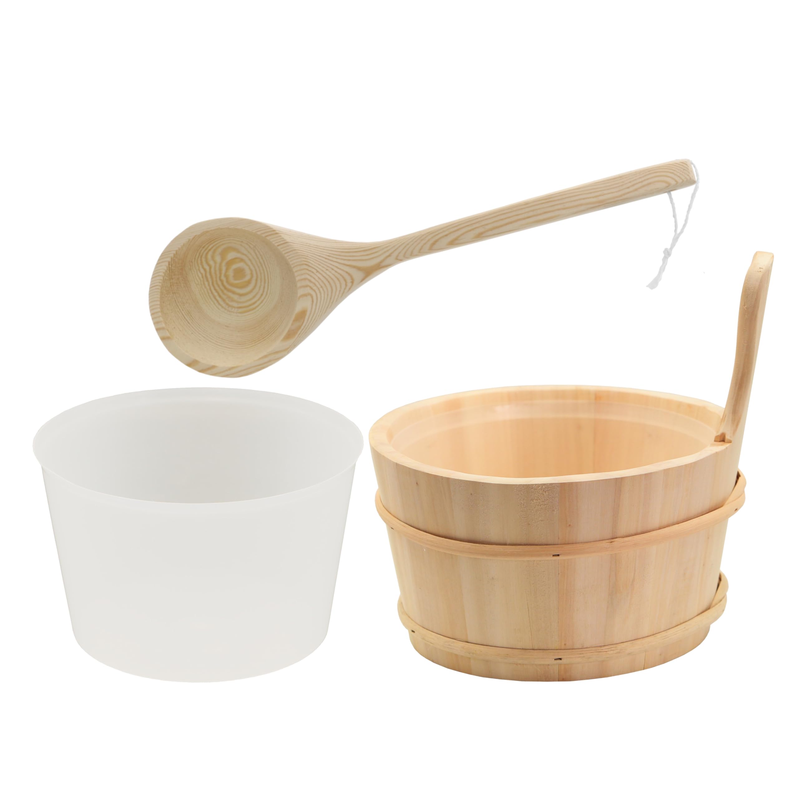 HAF® Seau de sauna Espe 4 litres avec insert et louche de sauna en pin de 40 cm | Seau d'infusion résistant à l'humidité | Accessoires de sauna de qualité supérieure | Fabriqué en Allemagne