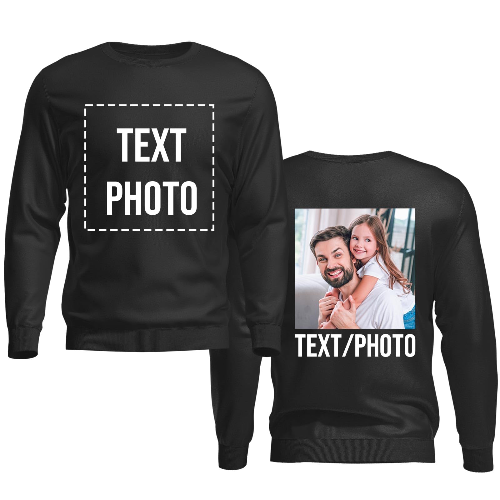 COOZEBRA Maglietta Personalizzata Uomo E Donna - 100% Cotone, Stampa Foto E Testo Su Davanti E Dietro, Taglie Dalla S Alla 3XL
