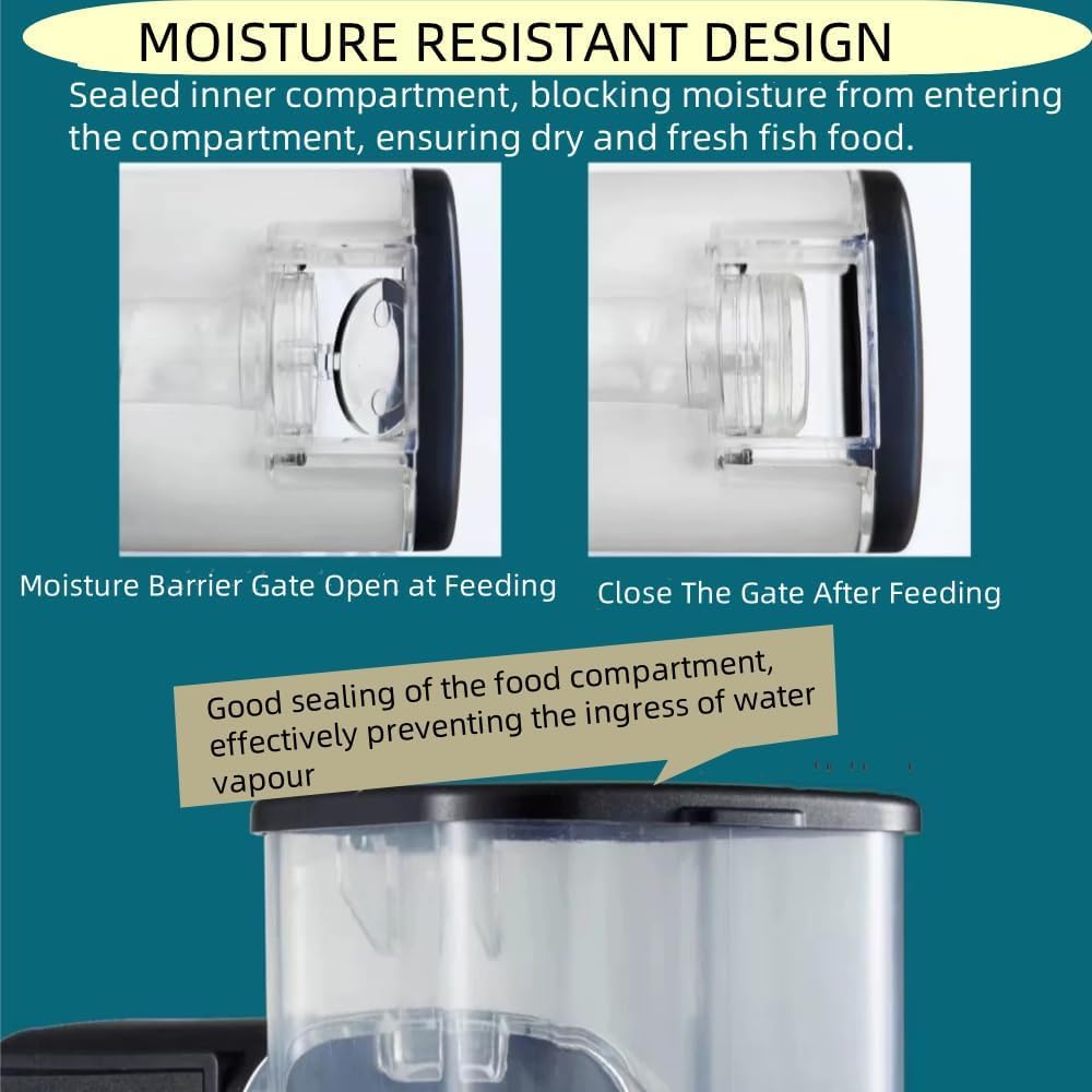 Distributore automatico cibo pesci acquario 500ml – Timer programmabile – Antiumidità – Senza batteria – Per betta, koi, tartarughe, acquari e laghetti – Modello AF500