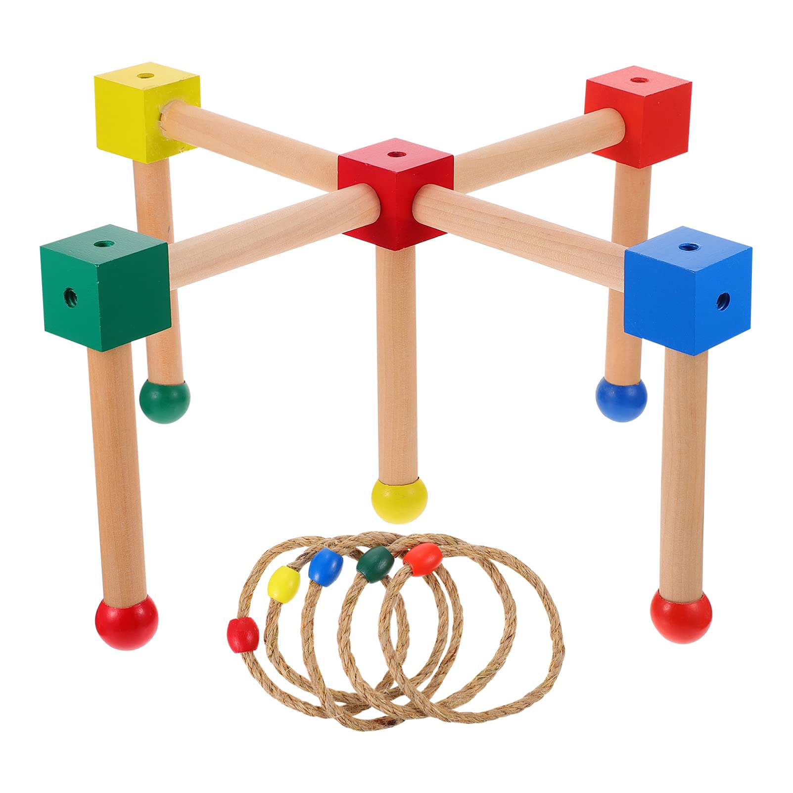 Cabilock 1 Set Wooden Ring Toss Game Toddler Toy Fun Animal Toss Across Games Throwing Sports Toy for Kids Adults Party Favors Random Color