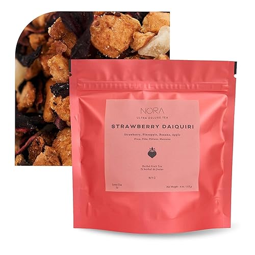 Fresa Daiquiri Agua de frutas de hierbas con fresa, plátano, piña, manzana, hibisco, té suelto, totalmente natural, sin cafeína, sin azúcar, bebida