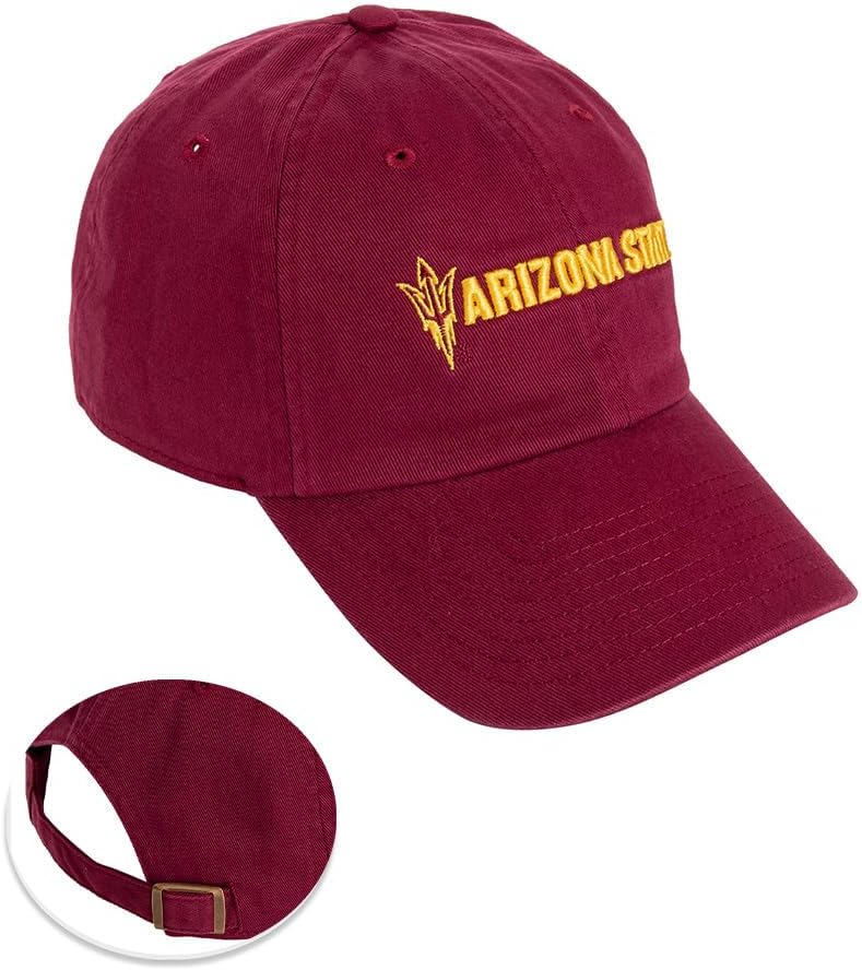 Desert Cactus Arizona State University Baseball Hat ASU Sun Devils Brimmed Embroidered Hats Cap Adjustable Cloth Strap Adult (Style H1) Red