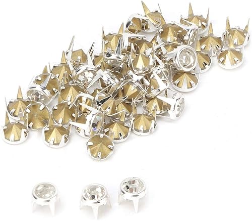 ViaGasaFamido 50 remaches de diamantes de imitación de 0.236 pulgadas (0.276 in), remaches punk, remaches de cristal, remaches rápidos para