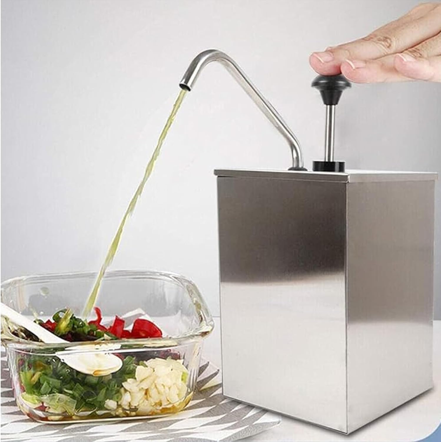 Pompa dozująca do sosów, pompa do keczupu ze stali nierdzewnej 3,6 l ze zdejmowanymi zbiornikami do sałatek, dżemów, przypraw i sosów – idealna do restauracji i gastronomii