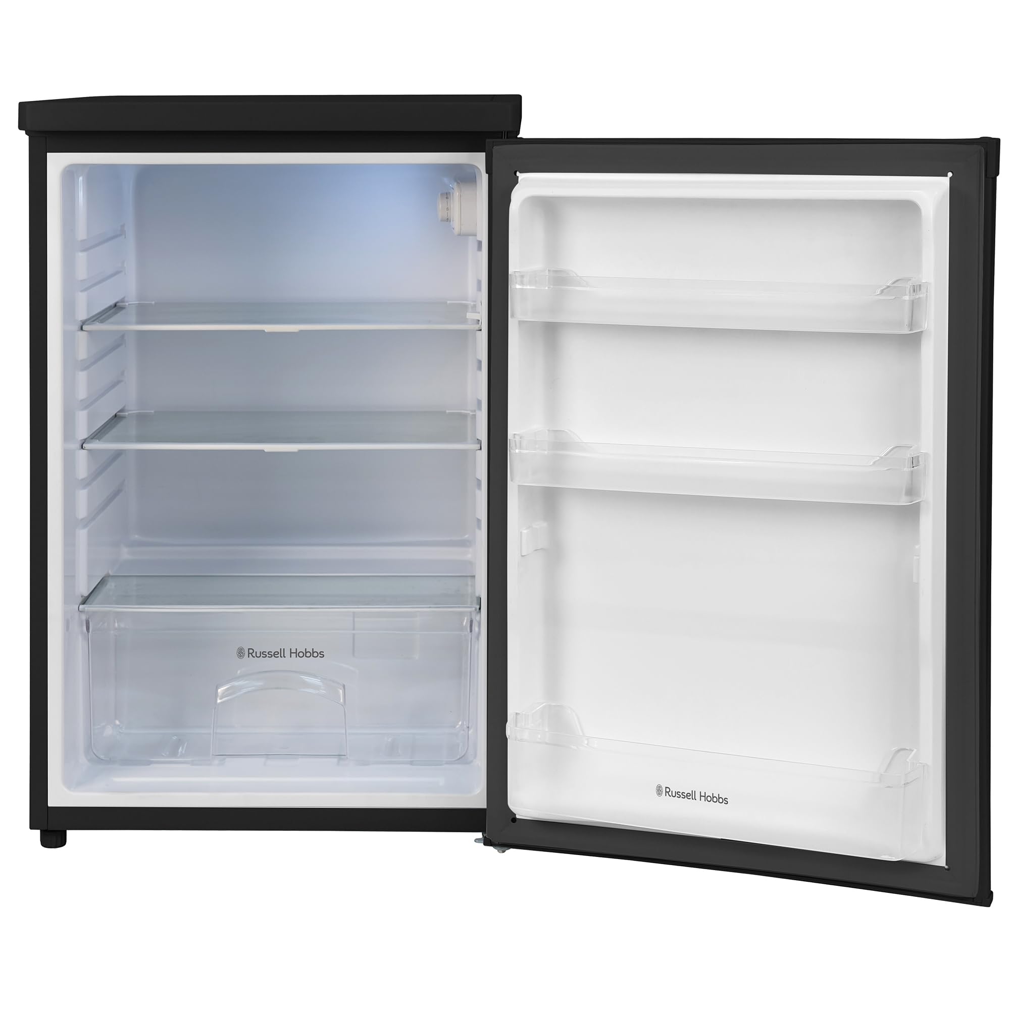 Russell Hobbs Under Counter Larder Fridge 127 Litre with Adjustable Thermostat & Feet, 3 Removable Shelves, Internal LED Light, Reversible Door, Black, 2 Year Guarantee RH85UCLF552E1B — view 8
