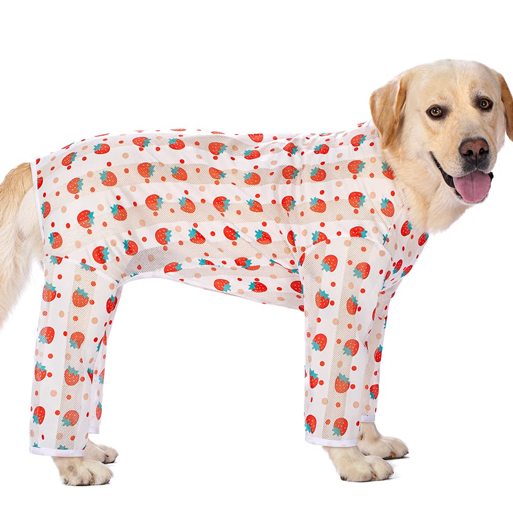 Kukaster Pet Dog Onesie for Large/Medium Breed Dogs - Anti-Shedding Dog Pajamas, Breathable Mesh Dog Recovery Suit for Post-Surgery, Anxiety Relief &