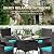RTDTD 10 Pieces Patio Dining Set Outdoor Rattan Furniture Dinning Set with 2 Square Glass Tabletops 8 Chairs with Blue Cushions for Patio, Backyard Outdoor Kitchen Lawn & Garden