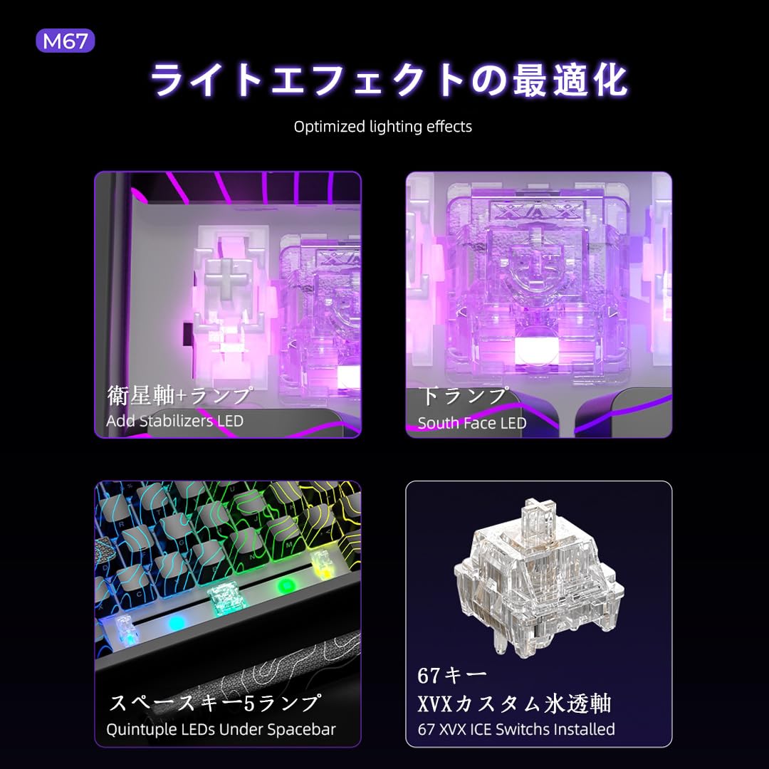 Amazon | LOFEI XVX M67 メカニカルキーボード 等高線 透明 キー 