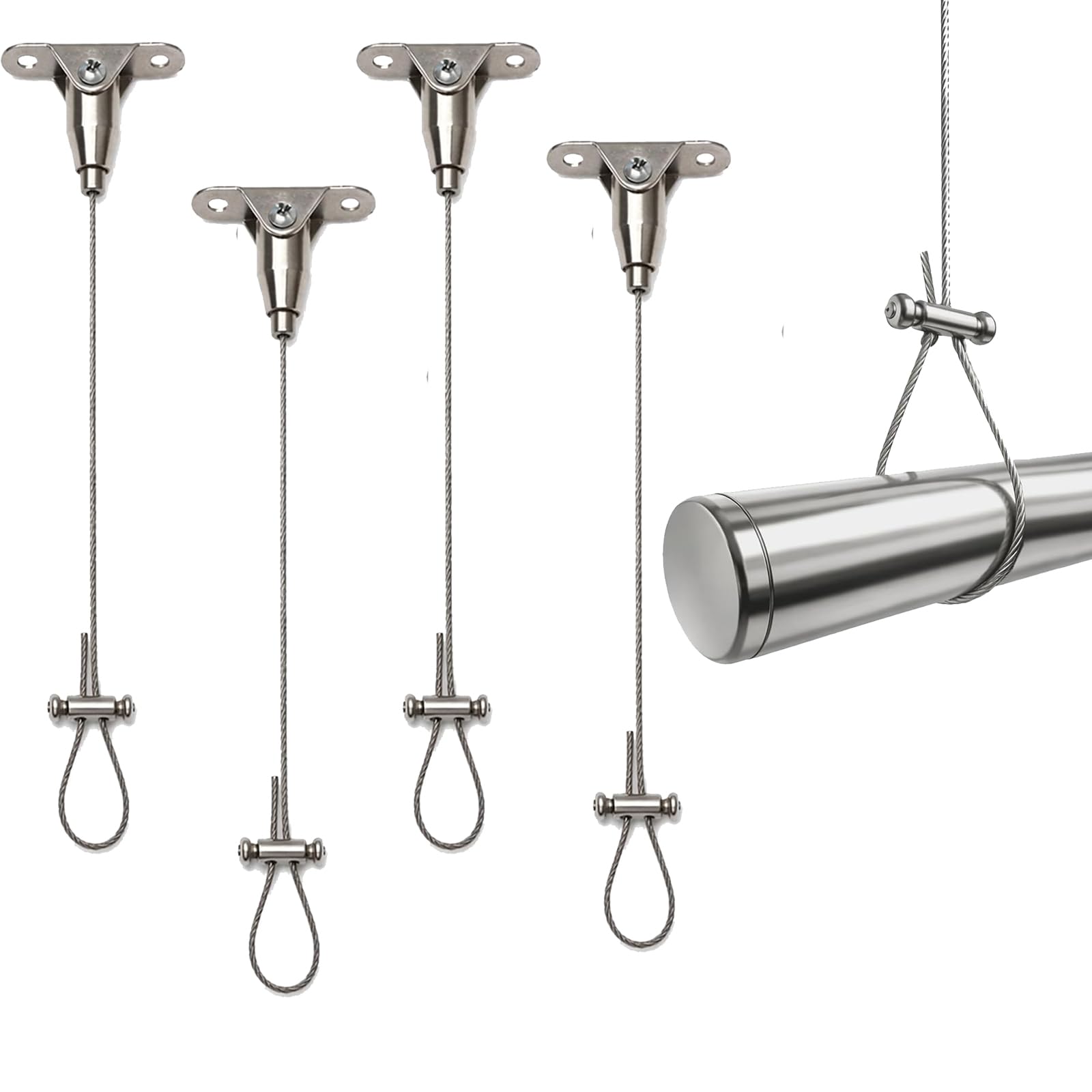 4 Ceiling Mounted Shower Curtain Rail Wire Supports