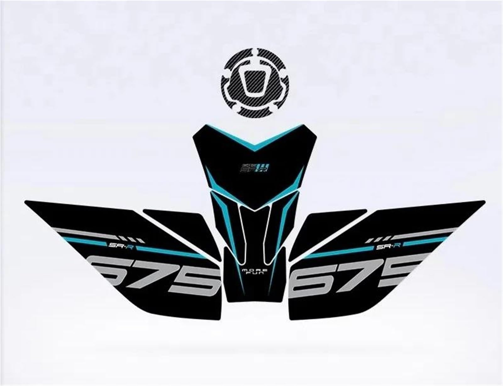 Motorcycle Frosted Fuel Tank Kit Sticker Protector Traction Pad Decals Accessories for CFMOTO 675SR-R 2024 Tank Graphic(Color11)