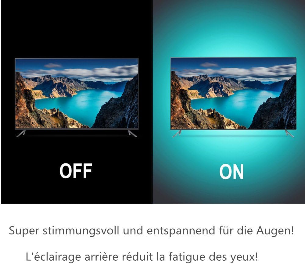 LED TV Backlight kit LED strips USB power supply IR remote control 4x40cm(1.31ft) LED strips and 4x50cm(1.64ft) flexible connections 3M self-adhesive