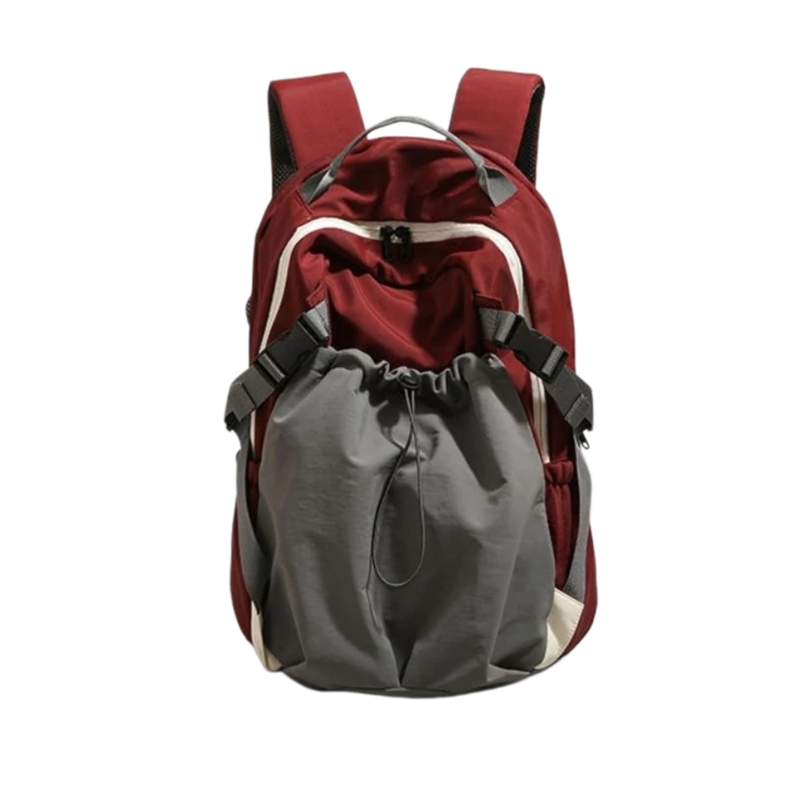 Zaino A Spalla in Nylon Unisex, Grande Borsa Casual di Stoccaggio con Tasca Laterale Cordone per Trasportare Tutti I Giorni-Khaki