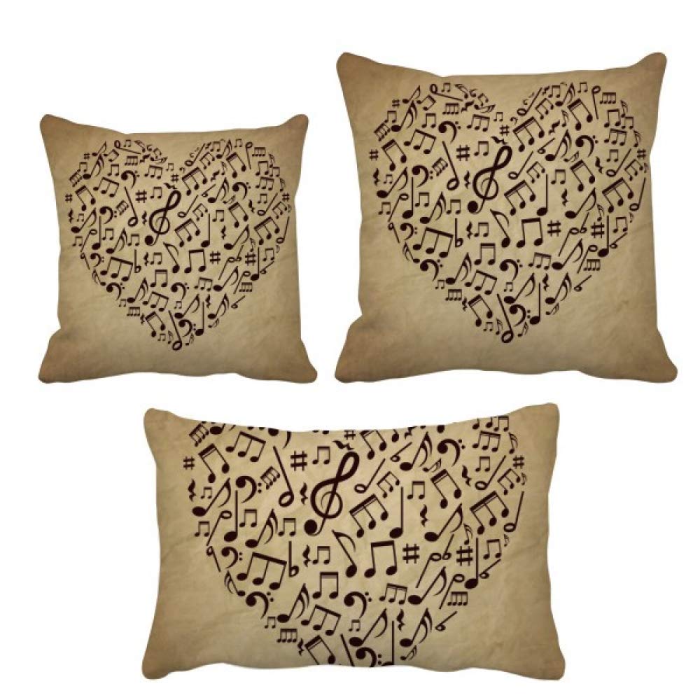 Housse de coussin papier notes de musique et cœurs, le cadeau idéal pour musiciens et artistes