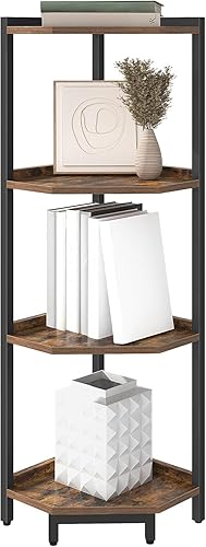 Miniatura 6 de Estante esquinero, estantería de esquina, estante de almacenamiento con marco de metal, soporte para plantas, estantería de esquina para sala de