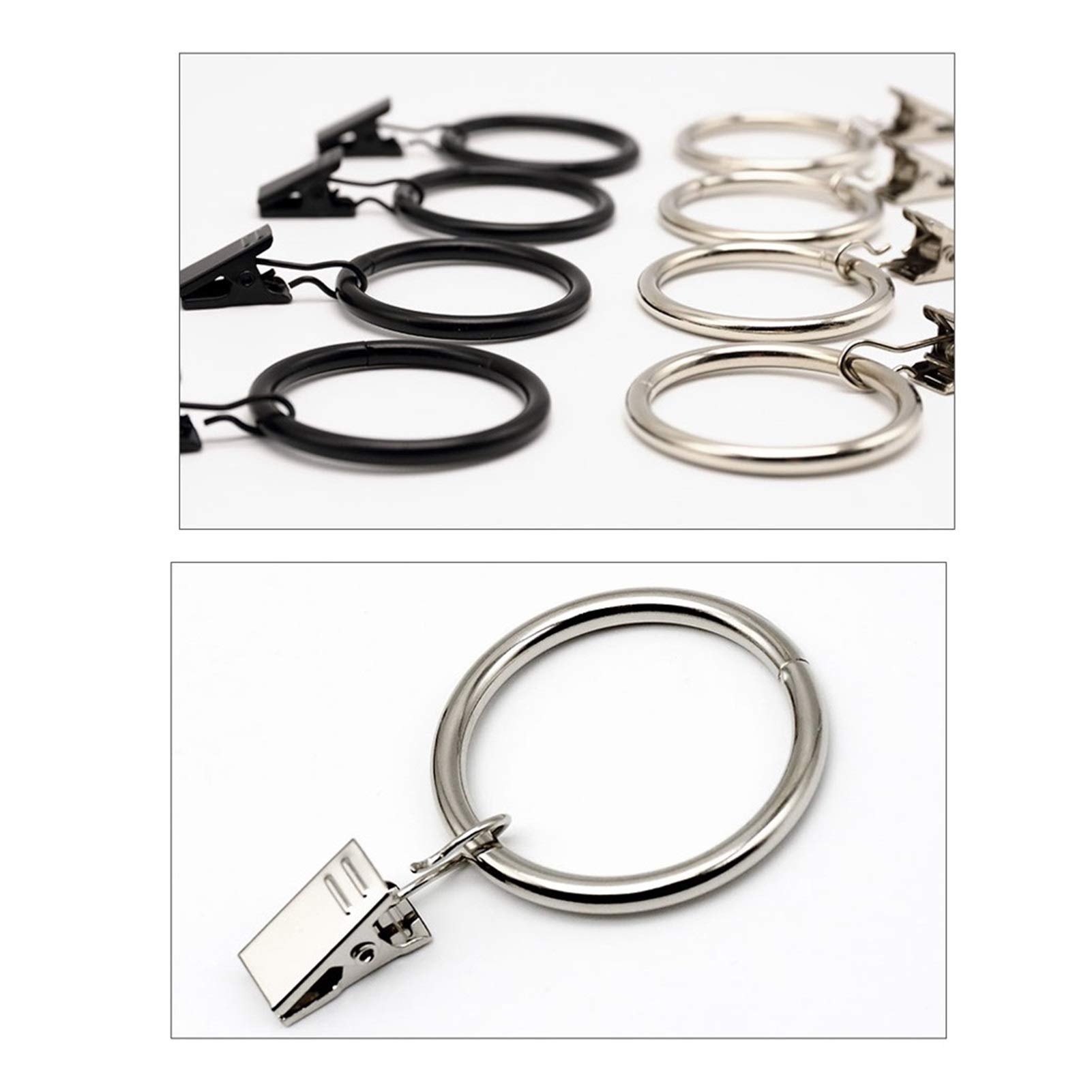 XJPXFQ Anelli per Tende Anello for Tende in Metallo con Clip, Doccia Anello Perforato, Accessori for Tende, Fibbia Tenda, Gancio e Ciclo Anelli Clip Finestra(A)
