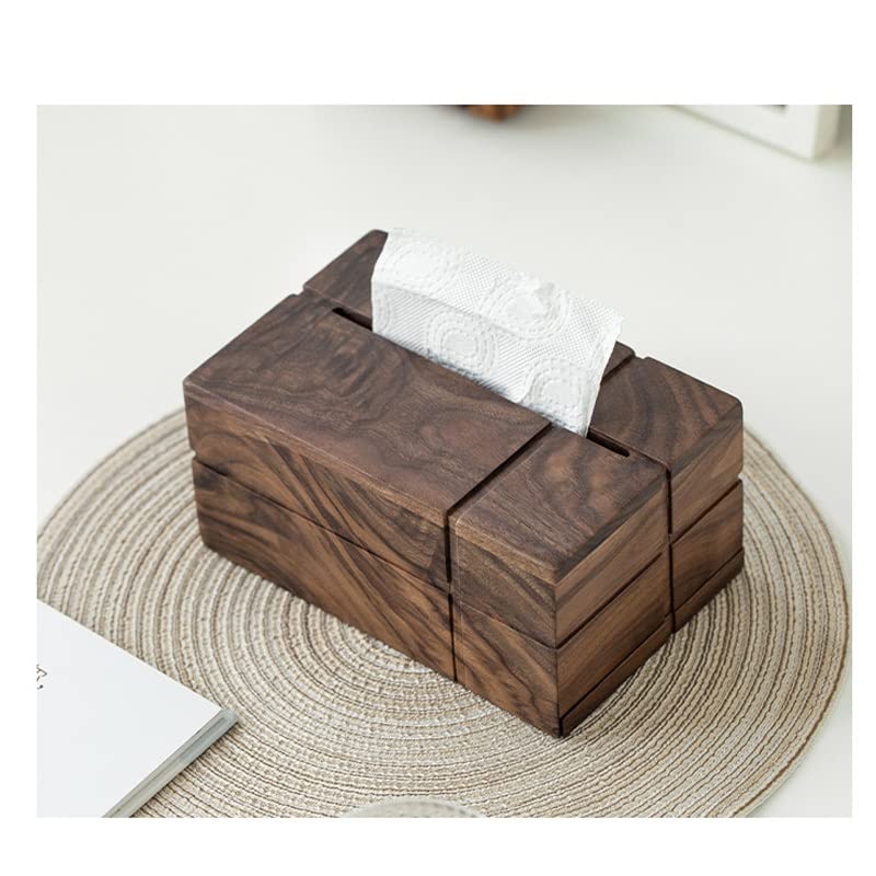 Boîte à mouchoirs en bois massif noyer boîte de rangement