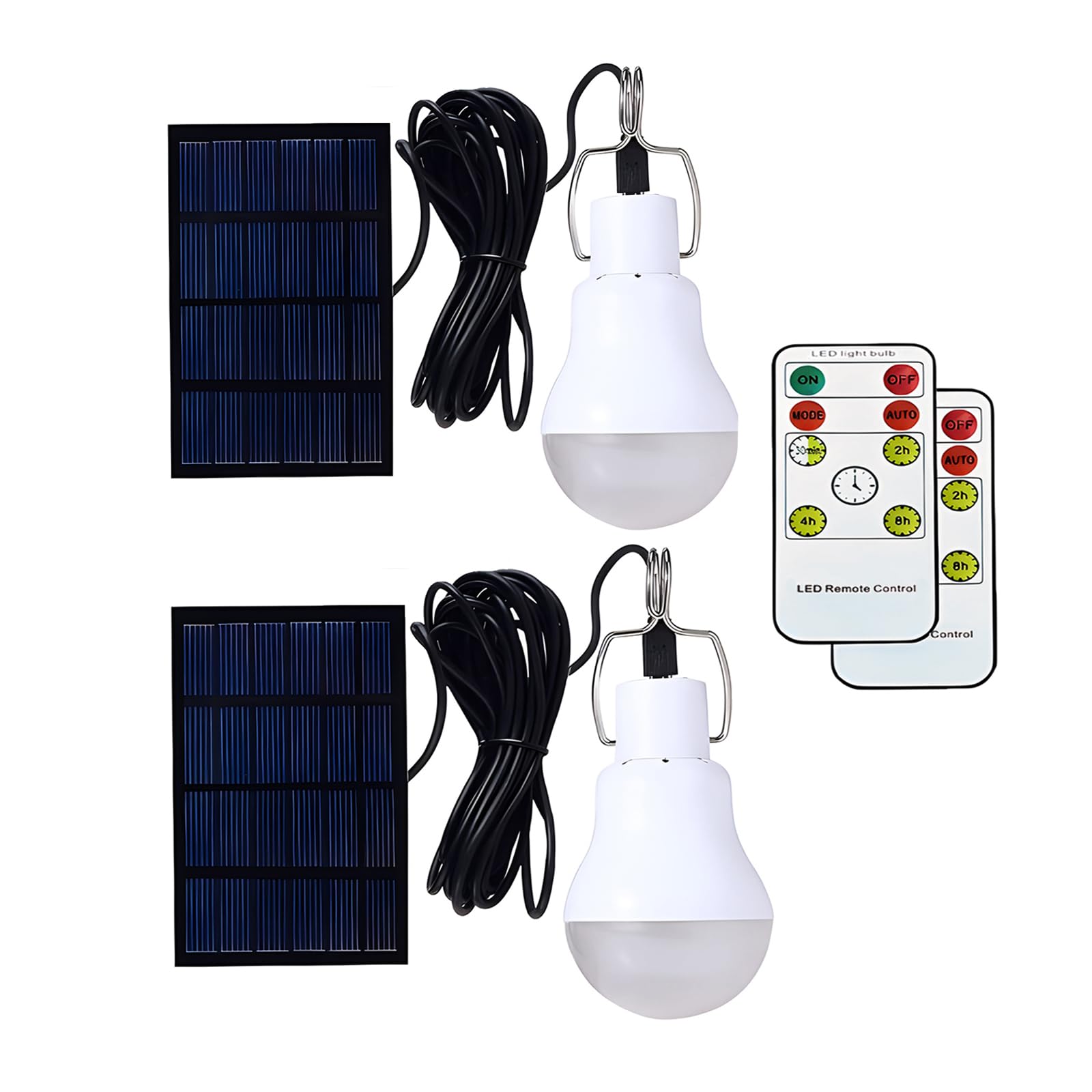 Meichoon Solar Light Bulb 2pcs Remote Control Portable LED Bulb Light Outdoor Lighting Tent Light Chicken Coop Camping Hiking Night Fishing Emergency MY13