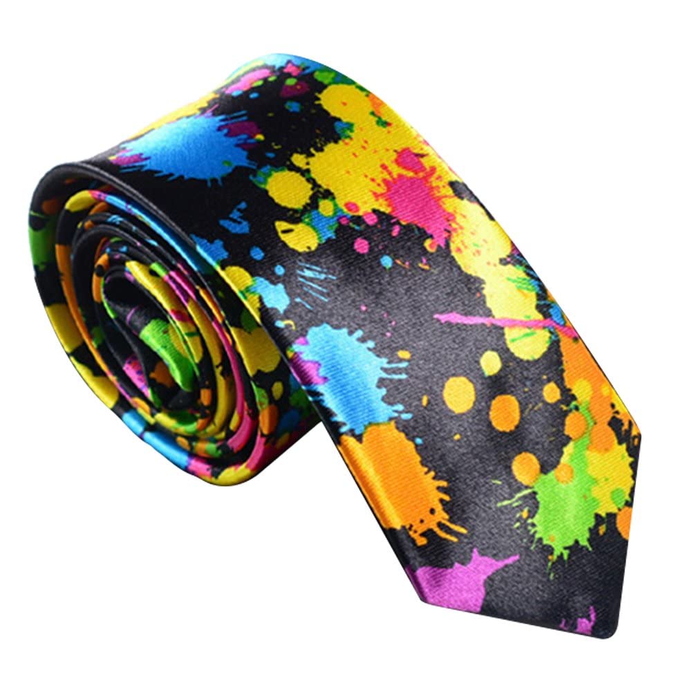 Fituenly Men's As Shown Colorful Printed Neck Tie Casual Slim Neckties Fashion Necktie Exaggerated Art Ties For Fashion Exhibition Art Show