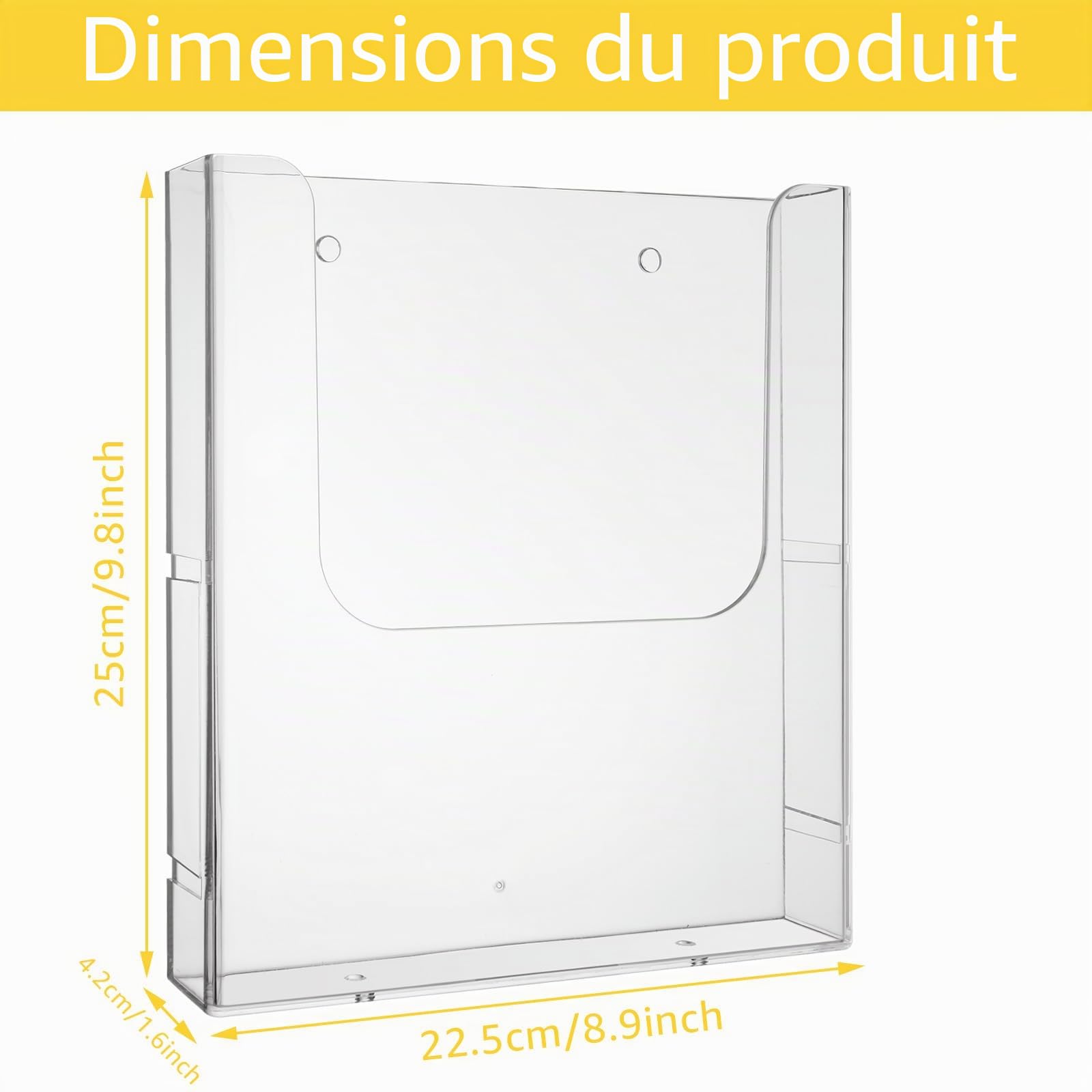 Porte Document Mural A4 en Acrylique Transparent pour Hôtel Bureau Restaurant