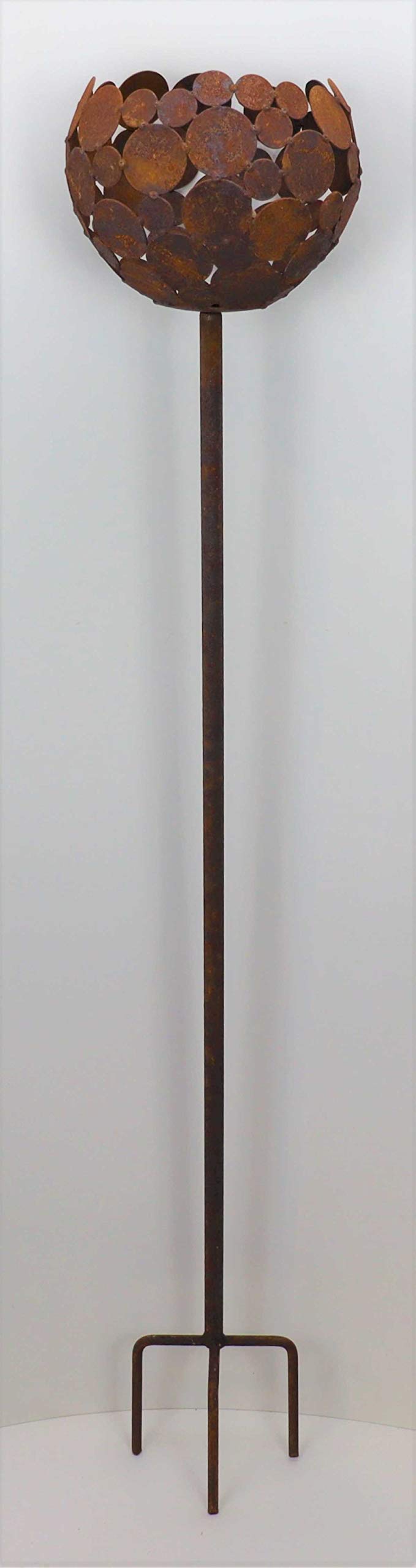 Hirsch Terracotta Feuerkugel Ø 23cm Höhe 120cm Feuerkorb, Windlicht, Edelrost, Kugel, Pflanzschale, Gartenkugel