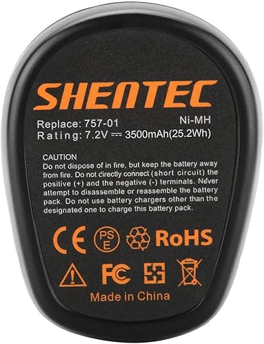 Miniatura 6 de Shentec Paquete de 2 baterías de alta capacidad de 3.5 Ah 7.2 V compatibles con Dremel 757-01 Dremel 7700-01 Dremel 7700-02, Ni-MH (no apto para