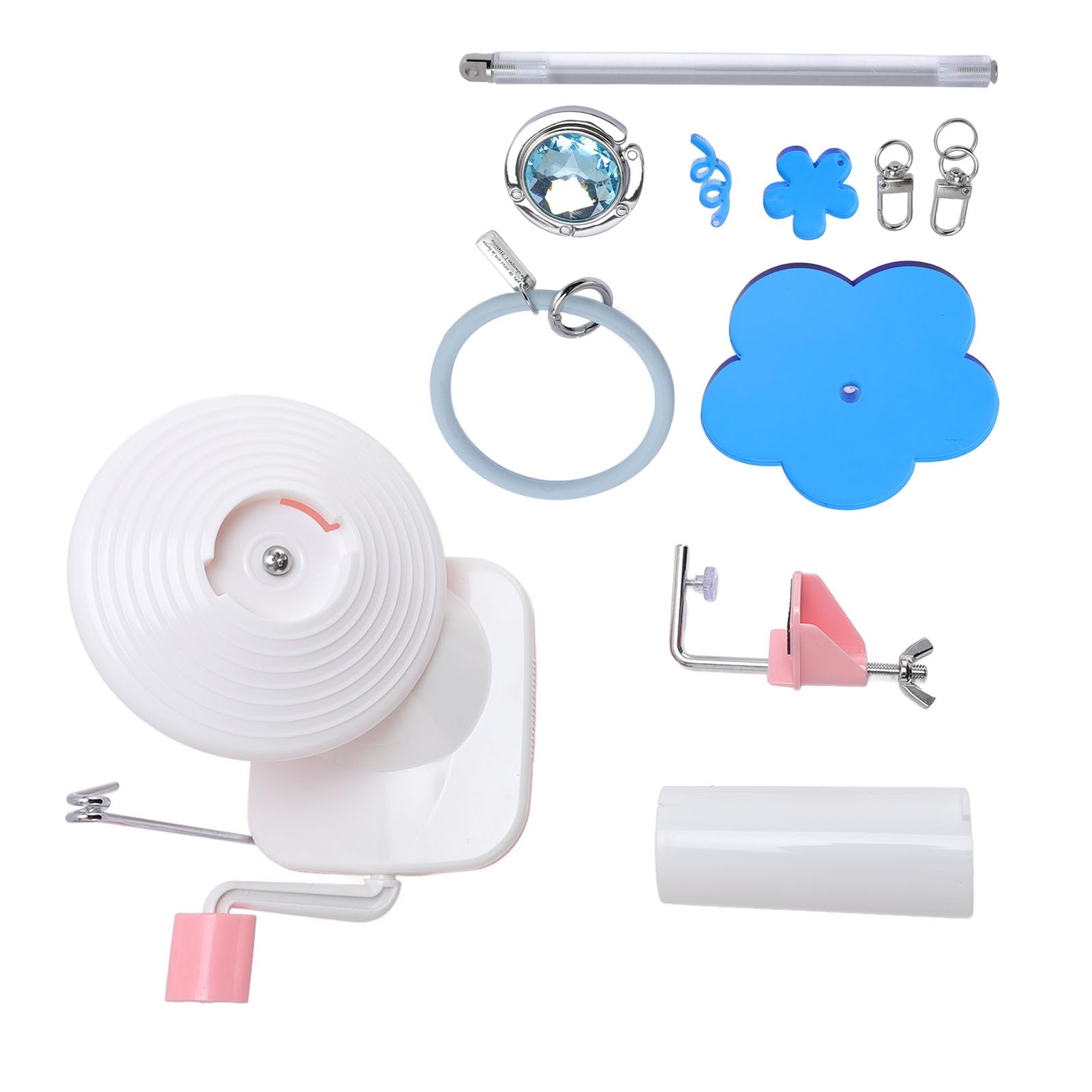 BTSEURY Yarn Ball Winder, Knitting Yarn Ball Winder, Hand Operated Rotating Yarn Winder with Wrist Ring Holder for Knitting Desktop Clamp (Blue)