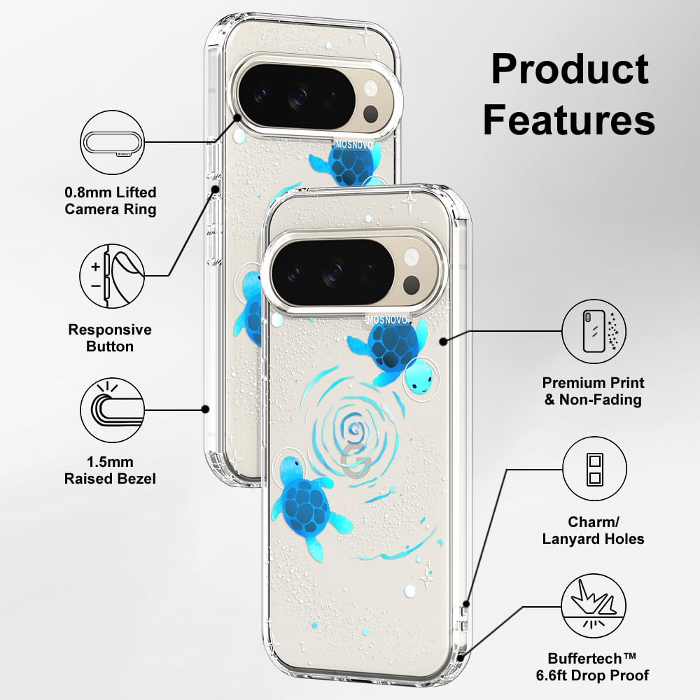 MOSNOVO Case for Google Pixel 10 & Pixel 10 Pro, [Buffertech 6.6ft Military-Grade Drop Protection] [Anti Peel Off Tech] Clear TPU Bumper Phone Case Cover Design - Cute Cherry — view 376